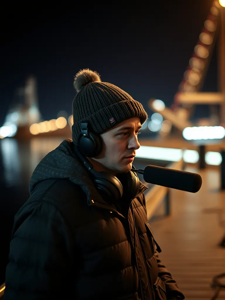 A portrait of the sound recordist, who records and mixes the series