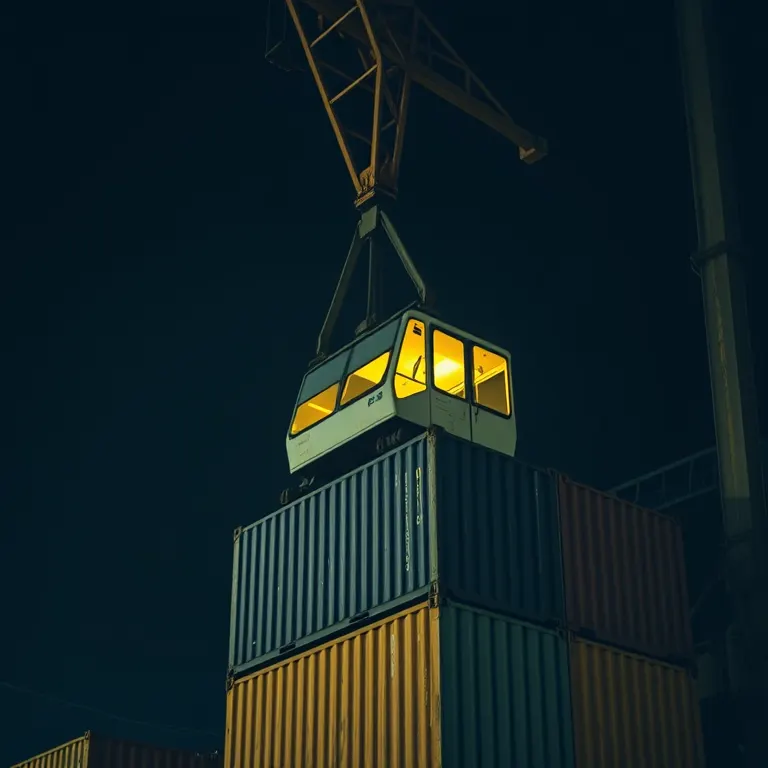 A gantry crane above a container stack